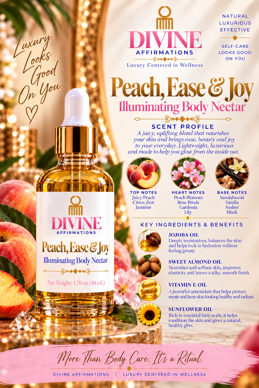 Peach Ease & Joy- Illuminating Body Oil